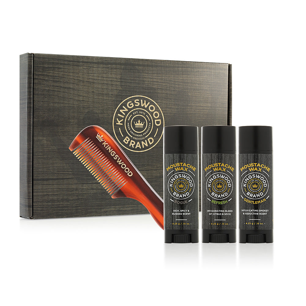 3 PACK MOUSTACHE WAX GIFT BOX